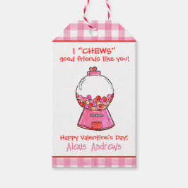 Waterverf Pink Gingham Gumballs Valentijns Cadeaulabel