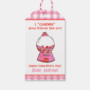 Waterverf Pink Gingham Gumballs Valentijns Cadeaulabel