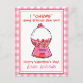 Waterverf Pink Gingham Gumballs Valentijns Kaarten (Voorkant)