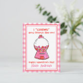 Waterverf Pink Gingham Gumballs Valentijns Kaarten (Staand voorkant)