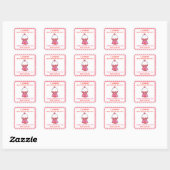 Waterverf Pink Gingham Gumballs Valentijns Vierkante Sticker (Vel)