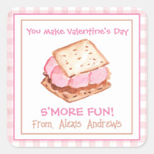 Waterverf Pink Gingham S'mores Valentijns