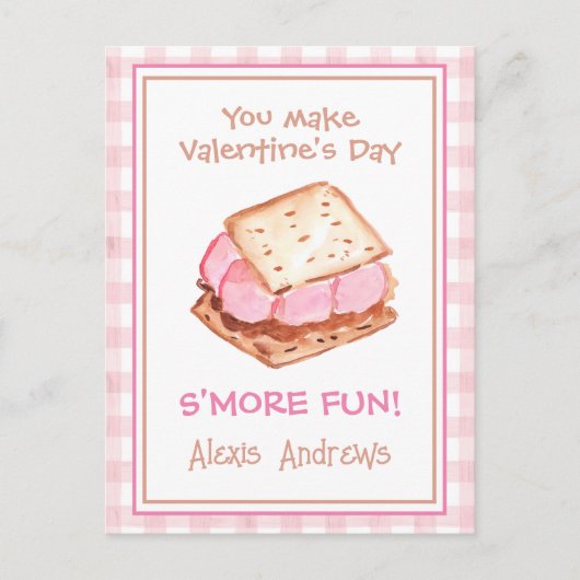 Waterverf Pink Gingham's mores Valentijns Kaarten (Voorkant)