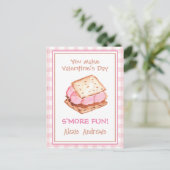 Waterverf Pink Gingham's mores Valentijns Kaarten (Staand voorkant)