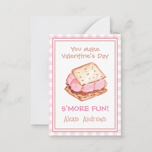 Waterverf Pink Gingham's mores Valentijns Kaarten Notitiekaartje (Voorkant)