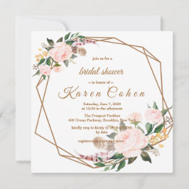 Waterverf Pink Gold Boho Floral Vrijgezellenfeest Kaart