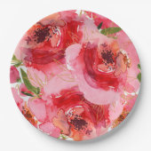 Waterverf Pink Gold Floral Vrijgezellenfeest Papieren Bordje (Voorkant)