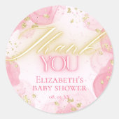 Waterverf Pink & Gold Glitter Elegant Dank u Ronde Sticker (Voorkant)