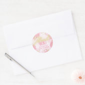 Waterverf Pink & Gold Glitter Elegant Dank u Ronde Sticker (Envelop)