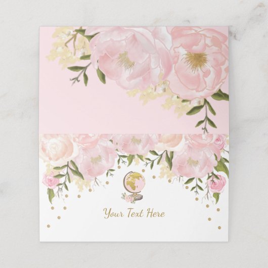 Waterverf Pink Gold Travel Adventure Baby shower Plaatskaartje (Buitenkant ongevouwen)