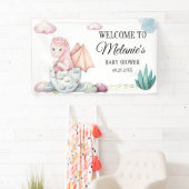 Waterverf Pink Hatching Dragon Pink Clouds Spandoek (Insitu)
