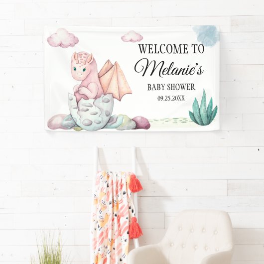 Waterverf Pink Hatching Dragon Pink Clouds Spandoek (Insitu)