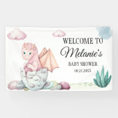 Waterverf Pink Hatching Dragon Pink Clouds Spandoek (Horizontaal)