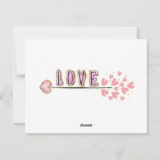 Waterverf Pink Hearts Baby Geboorteaankondiging Feestdagenkaart (Achterkant)