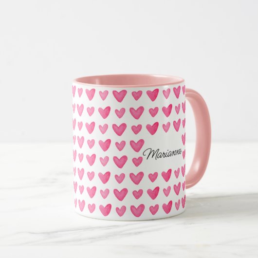  Waterverf Pink Hearts Mok (Voorkant rechts)