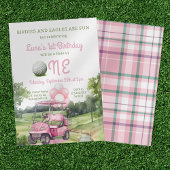 Waterverf Pink Hole in One Golf 1e verjaardag Kaart