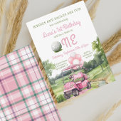 Waterverf Pink Hole in One Golf 1e verjaardag Kaart