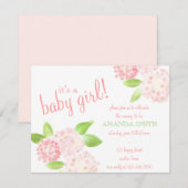 Waterverf Pink Hydrangea Uitnodiging (Voorkant / Achterkant)