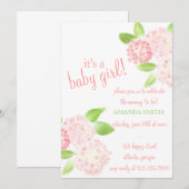 Waterverf Pink Hydrangea Uitnodiging (Voorkant / Achterkant)