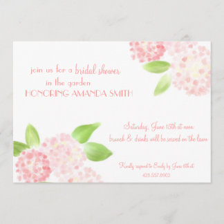 Waterverf Pink Hydrangea Uitnodiging