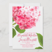 Waterverf Pink Hydrangea Virtual Wedding Kaart (Voorkant)