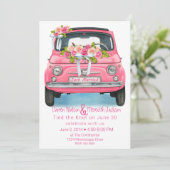 Waterverf Pink is net getrouwd met Elopement Kaart (Staand voorkant)