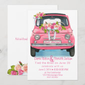 Waterverf Pink is net getrouwd met Elopement Kaart (Voorkant / Achterkant)