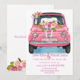 Waterverf Pink is net getrouwd met Elopement Kaart