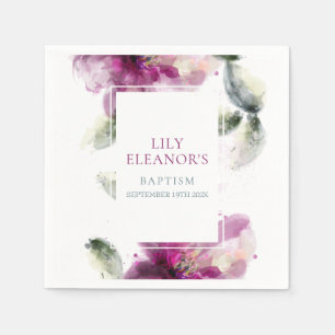 Waterverf Pink Lily Baptism Christening Servet