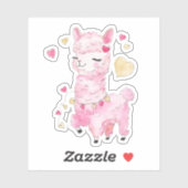 Waterverf Pink Llama Sticker (Vel)