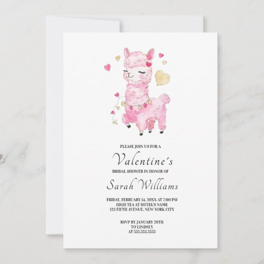 Waterverf Pink Llama Vrijgezellenfeest Kaart (Voorkant)
