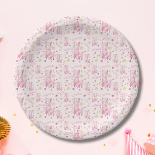 Waterverf Pink Llama XOXO Papieren Bordje