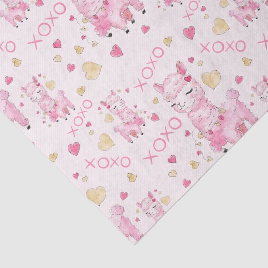 Waterverf Pink Llama XOXO Tissuepapier (Detail)