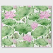 Waterverf Pink Lotus Flowers met grote bladeren Cadeaupapier (Vlak)