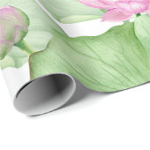 Waterverf Pink Lotus Flowers met grote bladeren Cadeaupapier (Rol Hoek)