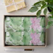 Waterverf Pink Lotus Flowers met grote bladeren Tissuepapier (Geschenk)