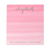 Waterverf Pink Ombre Feminine Kantoor Suite Notitieblok (Voorkant)