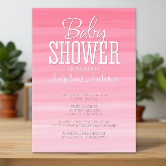 Waterverf Pink Ombre Sweet Girl Baby shower Kaart