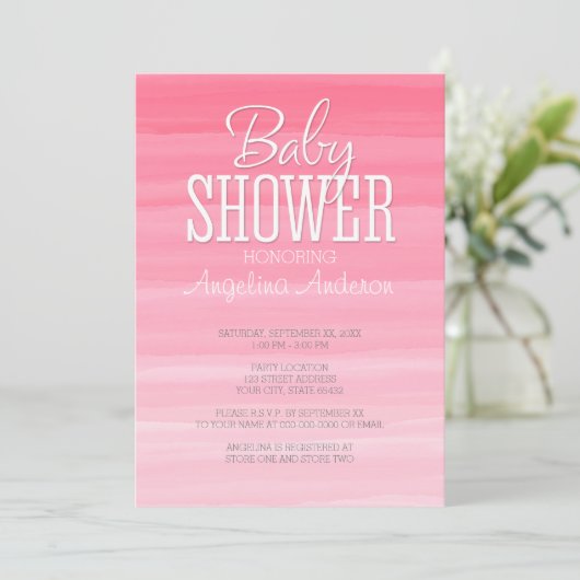 Waterverf Pink Ombre Sweet Girl Baby shower Kaart (Staand voorkant)
