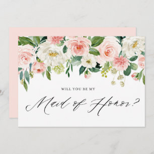 Waterverf Pink Peach Florals mijn zegen Kaart