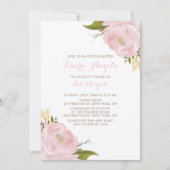 Waterverf Pink Peonies Bat Mitzvah Uitnodiging (Voorkant)