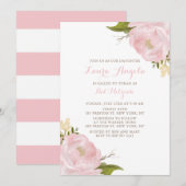 Waterverf Pink Peonies Bat Mitzvah Uitnodiging (Voorkant / Achterkant)