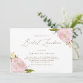 Waterverf Pink Peonies Bridal Luncheon Kaart (Staand voorkant)