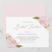 Waterverf Pink Peonies Bridal Luncheon Kaart (Voorkant / Achterkant)