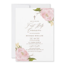 Waterverf Pink Peonies Eerste Heilige Communie