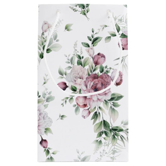 Waterverf Pink Peonies en Greenery Klein Cadeauzakje (Achterkant)