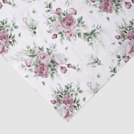 Waterverf Pink Peonies en Greenery Tissuepapier (Detail)