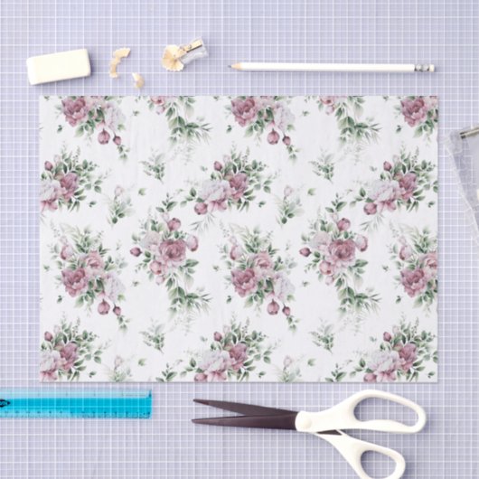 Waterverf Pink Peonies en Greenery Tissuepapier (Craft)