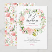 Waterverf Pink Peonies Floral Baby shower Brunch Kaart (Voorkant / Achterkant)