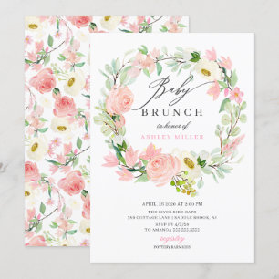 Waterverf Pink Peonies Floral Baby shower Brunch Kaart